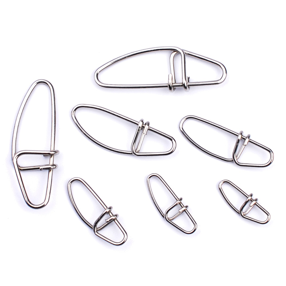 50pcs/bag Stainless Steel Connector Fast Clip Lock Snap Swivel Safety Snaps fishing lure tools pesca hook grip swivel metal