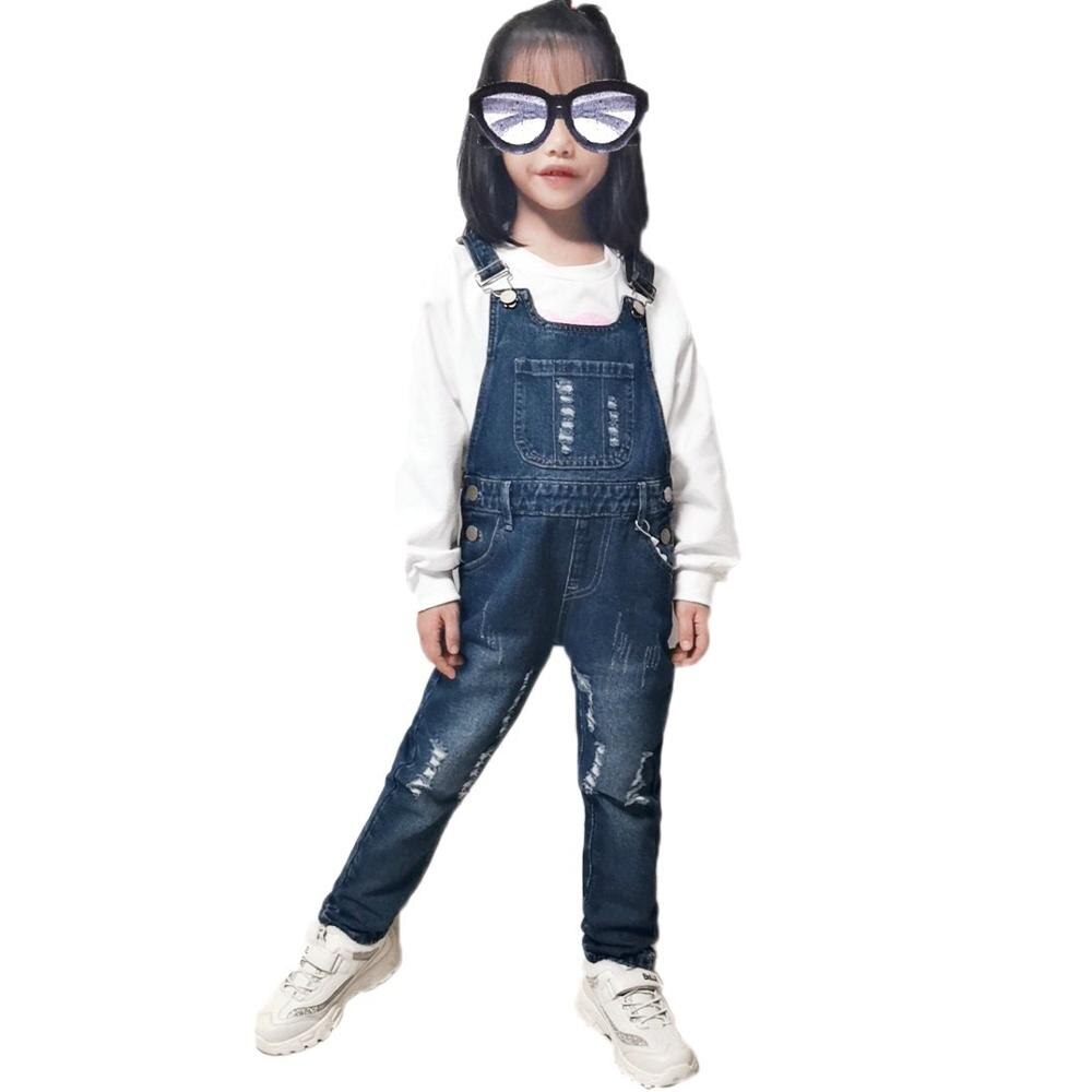 Chumhey 5-13T Jeans Broek Top Kids Overalls Lente Jongens Meisjes Bib Jarretel Denim Broek Kinderkleding kleding