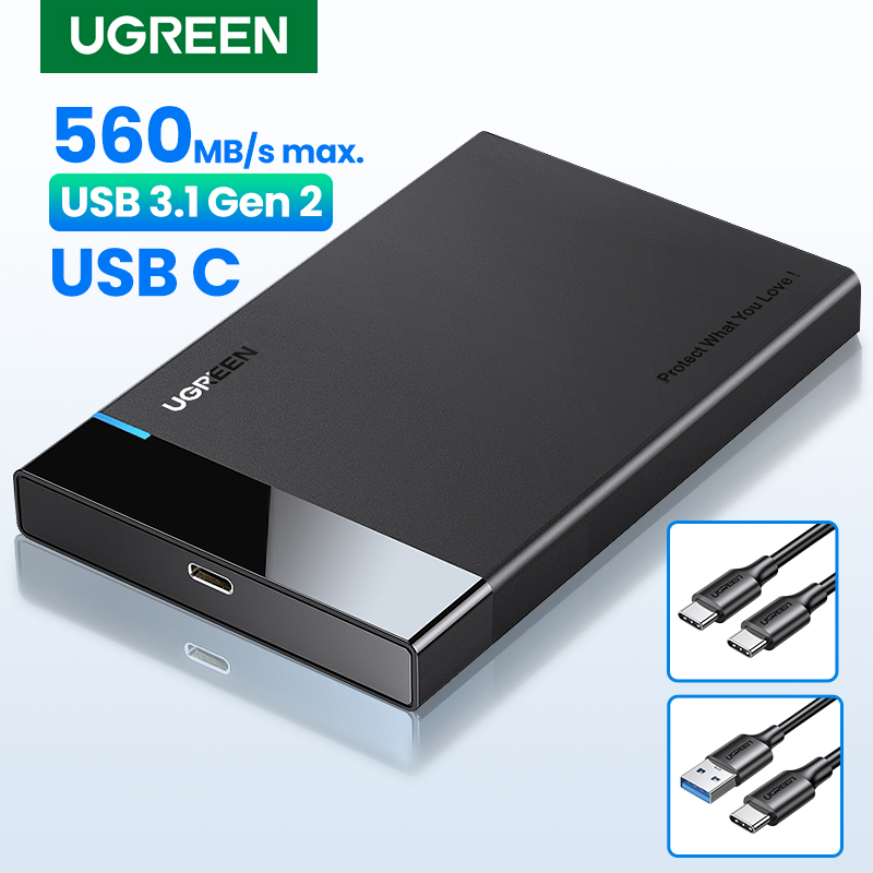 Ugreen hårddiskhölje 2.5 -tums sata till usb 3.0- hårddiskhölje för ssd-disk hårddiskbox usb  c 3.1 gen 2- hölje externt hårddiskhölje