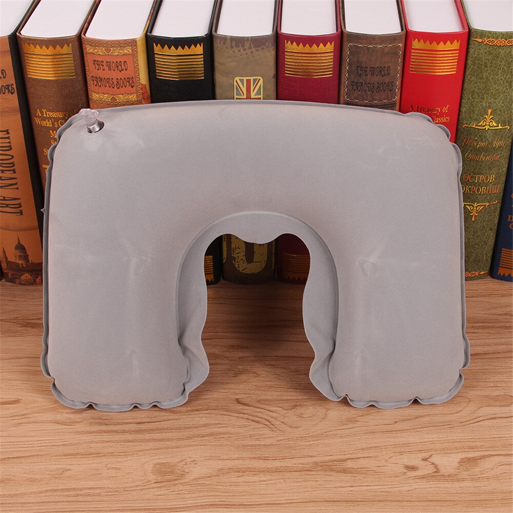 Inflatable U-shape Pillow Velvet Outdoor Air Pillow Sleep Cushion Travel Bedroom Car Beach Plane Rest Head Relax Home Textile