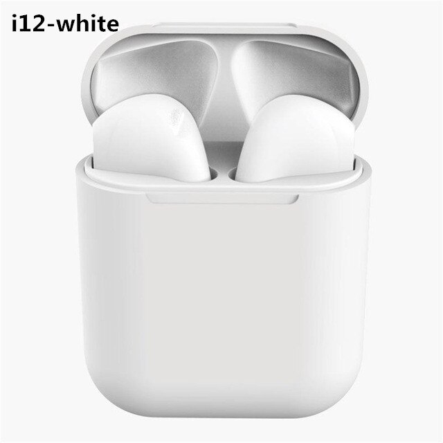 Auricolare Bluetooth TWS cuffie senza fili auricolari Wireless Stereo Fone De Ouvido auricolari Bluetooth cuffie vivavoce con microfono: i12 White