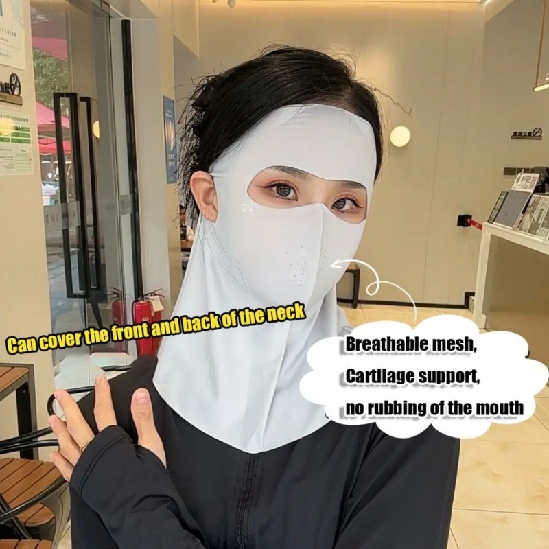 Masque de Protection solaire en soie glacée, UPF50 +, écharpe complète Anti-UV, Anti-poussière, Protection du cou, pare-soleil, masque facial pour cyclisme