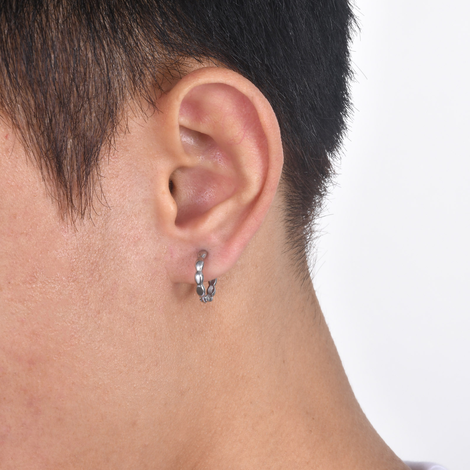 Mannen Geometrische Oorringen Voor Vader Vader Echtgenoot Vriend Bff, Waterdicht Roestvrij Staal Ronde Oor Voor Hem Sieraden