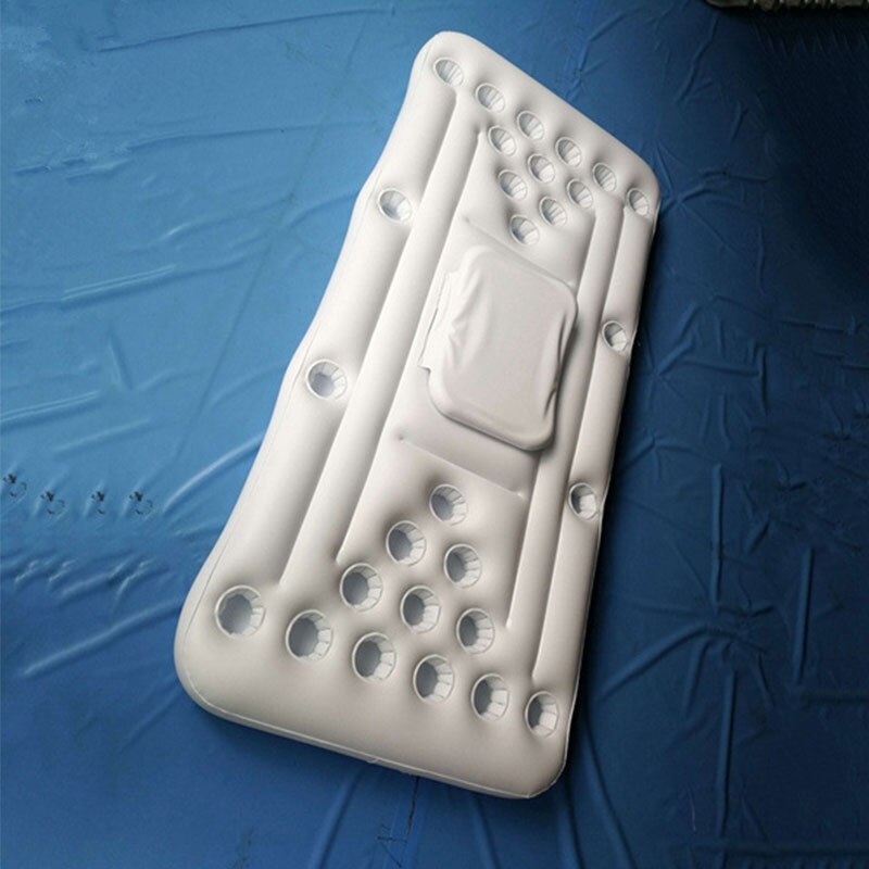 Weiß Blau Rechteck Löcher Trinken Float Halter Falten Aufblasbare Bier Pong Tabelle Schwimm reihe Luft Matratze Floß Pool Party Spielzeug