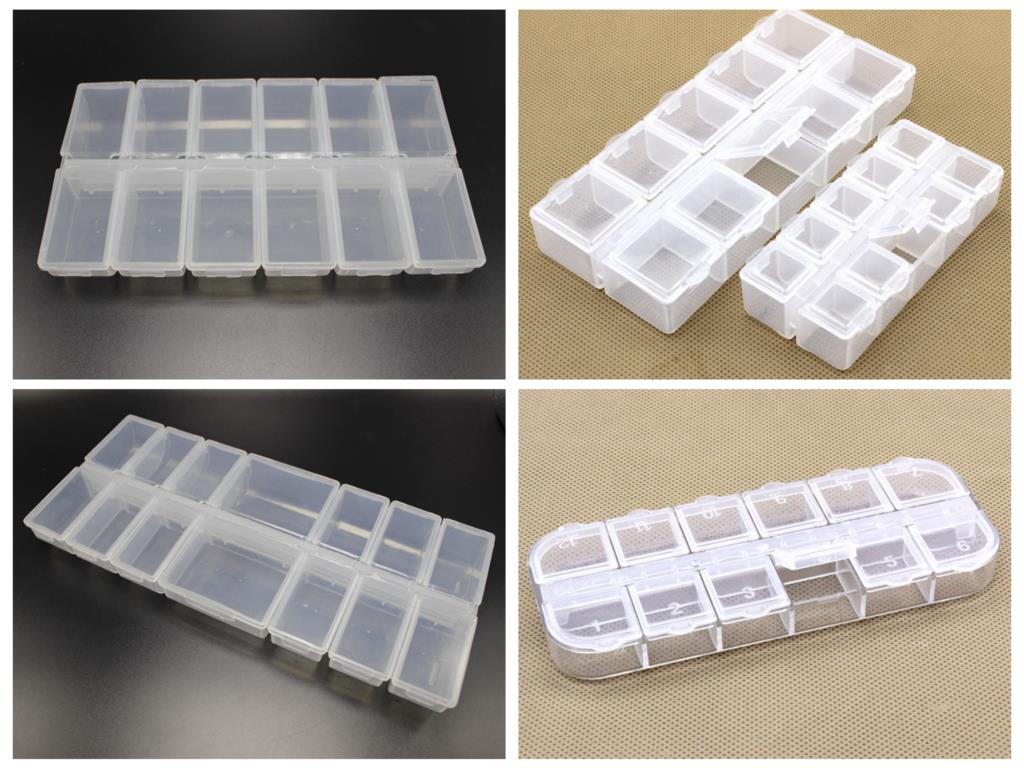 Clear Plastic Organizer Case 10 12 14 Compartments Jewelry Beads Display Storage Box