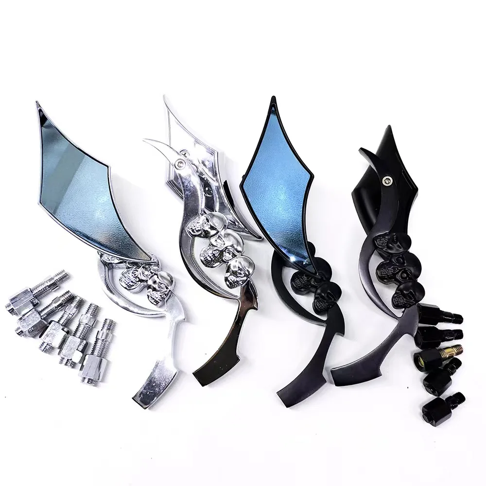 Motorcycle Handlebar Mirror Motorbike Mirror Skull Handlebar Rear Mirror Retro Skeleton Motorcycle Modified Rearview Mirror