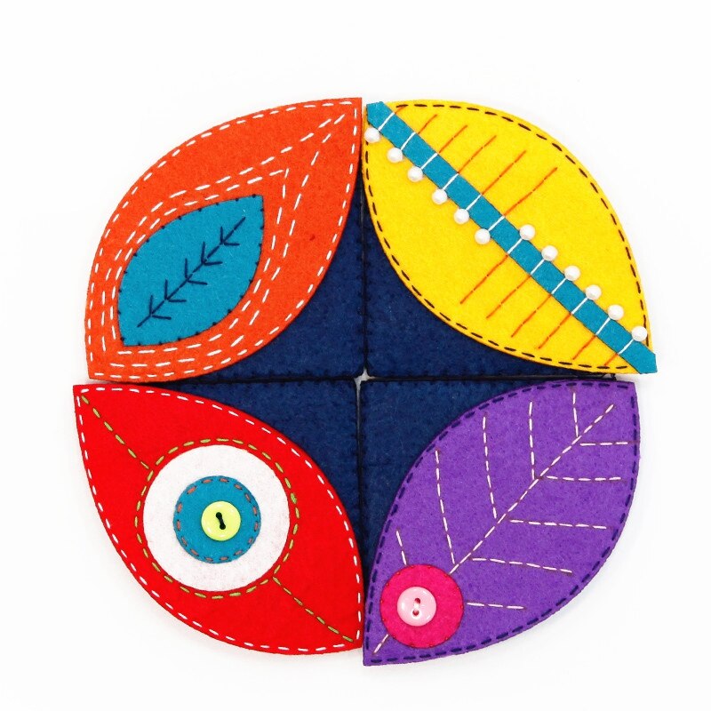 4Pcs/set Leaves Literary Bookmarks Felt DIY Material Package Non-woven Felt Bookmarks Simple DIY Exercise For Children & Girls