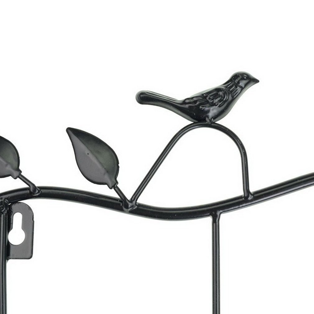 Retro 5 Hook Wrought Iron Bird Hook Hook Bird Shape Leaf Wall Dress Robe Hook Key Coat Holder Cap Hanger