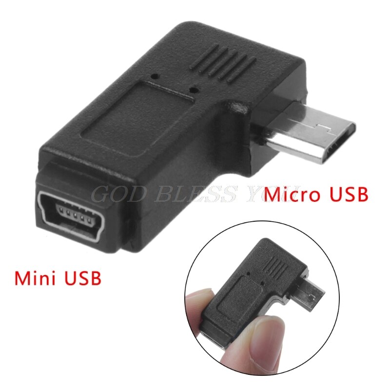 90 Graden Links & Haaks Mini Usb 5Pin Female Naar Micro Usb Male Data Sync Adapter