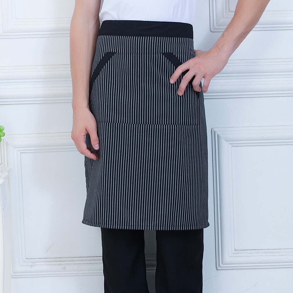 Unisex skarvade förkläden restaurang hem kök cozinha kock matlagning arbetskläder uniformer randig servitör halv förkläde