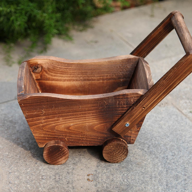 Wood Flowerpot Cartoon Cart Garden Planter Plant Window Box Trough Pot Succulent Flower Bed Plant Bed Pot Flower