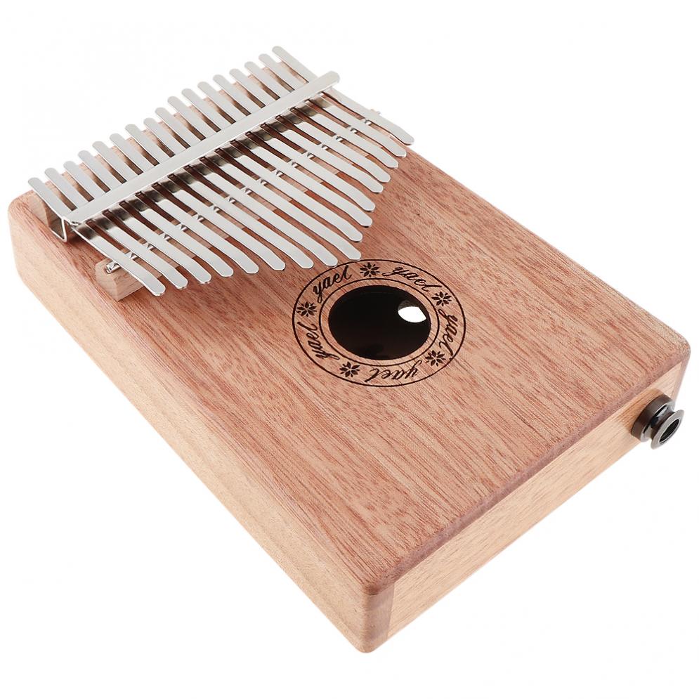 Thumb Piano 17 Key Electroacoustic Kalimba Solid Mahogany with Amplifier Mbira Natural Mini Keyboard Instrument