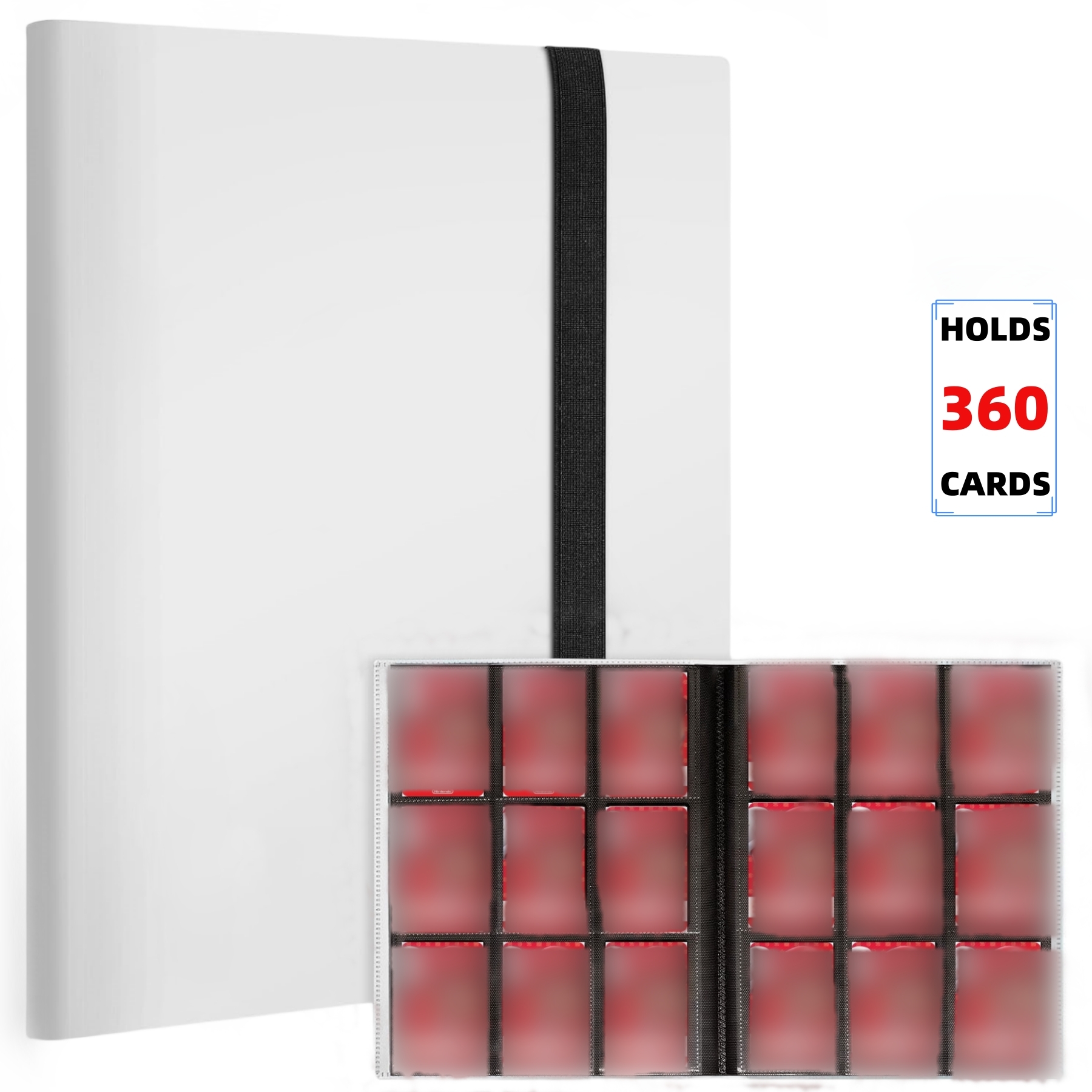 Premium 9-Pocket Trading Card Binder - Holds 360 Cards - Durable PP Cover - Ideal for Basketball, Baseball, and Sports Cards: WHITE