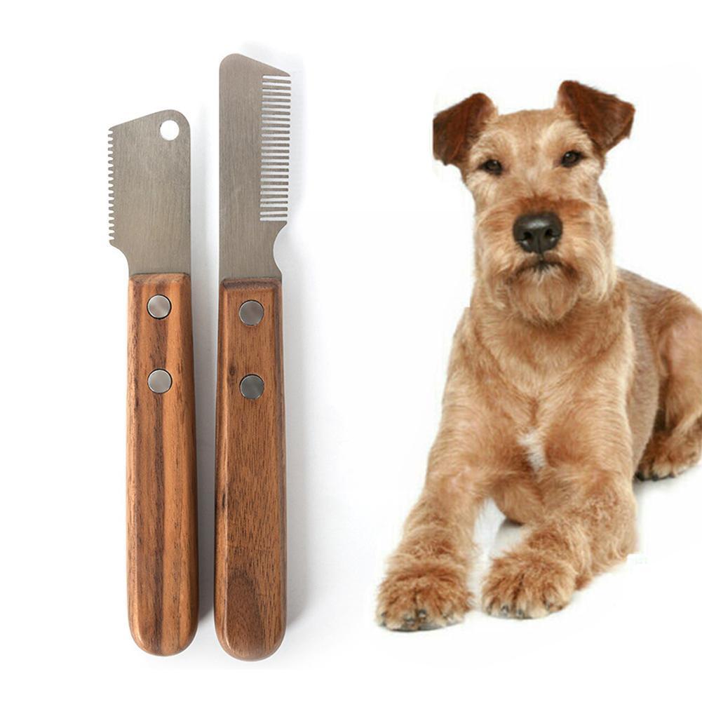Haustier ist hingefallen Trimmen Dematting Pinsel Katze Pflege Hund Werkzeug Haar Hund Kamm Griff Liefert Strippen Messer Entfernung X5O1
