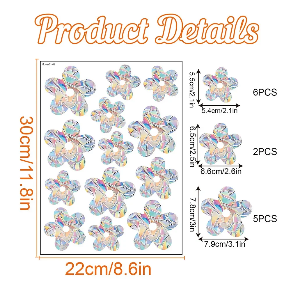 Sunshine Catcher Colorful Window Stickers Rainbow Prism Butterfly Electrostatic Glass Stickers PVC Anti-collision Window Sticker: Orange