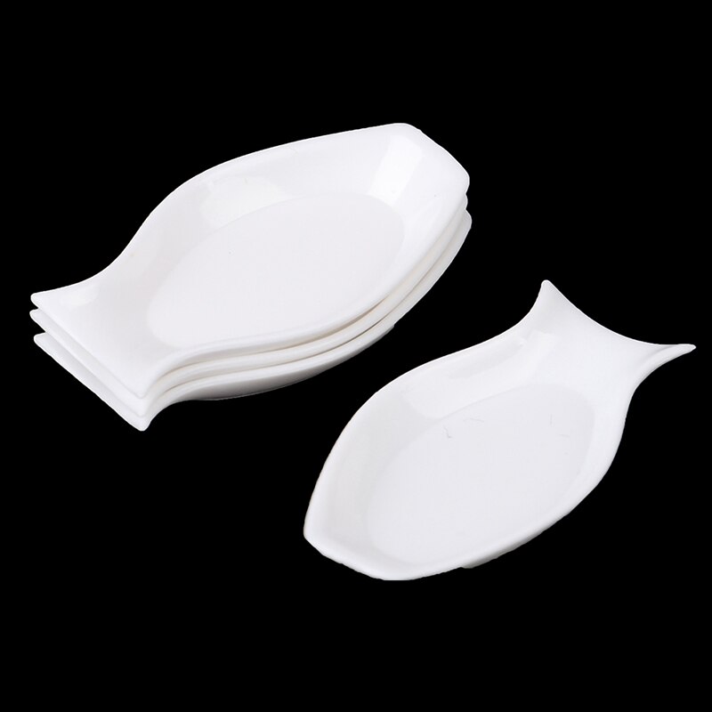 4Stck dauerhaft Mini Fisch bilden Lebensmittel Weiß Gerichte Geschirr Mini Puppe Haus Zubehör Puppenhaus Tabletts Platten Puppe Küche Spielzeug