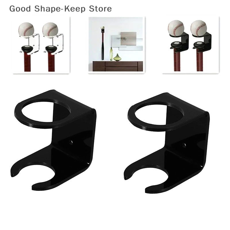 2 Piece Black Acrylic Baseball Storage Rack Multi Functional Bat Display Holder Wall Mount Sports Memorabilia Showcase Space