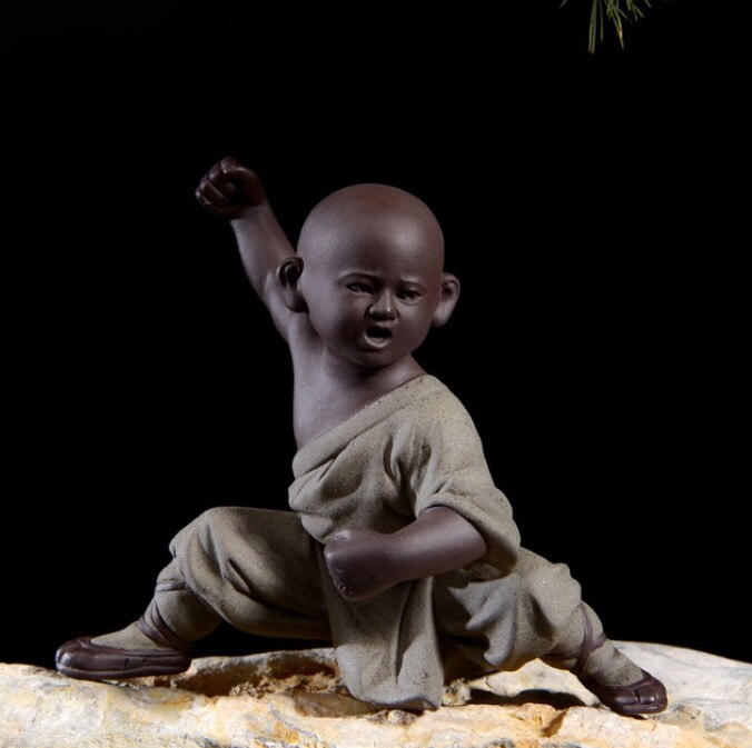 Lille munk skulptur statue keramik boligindretning håndværk kinesisk stil te sæt skulptur buddha statue bedst: 3