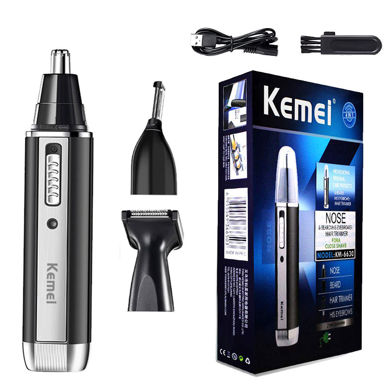Kemei Men's 4 in 1 Trimmer Set Electric Nose Hair Ear Trimmer Rechargeable Hair Beard Nose Hair Trimmer Cleaner Grooming Tool: green