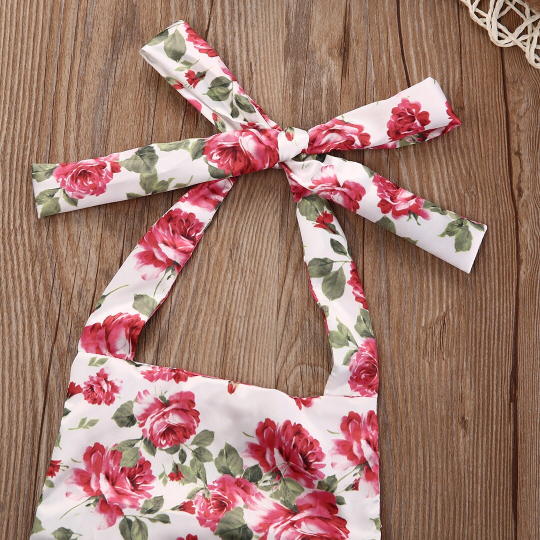 Hi Hi Baby Store 0-24M Newborn Baby Kids Girls Body Rose Flower Lace Jumpsuit Sleeveless Outfits Set