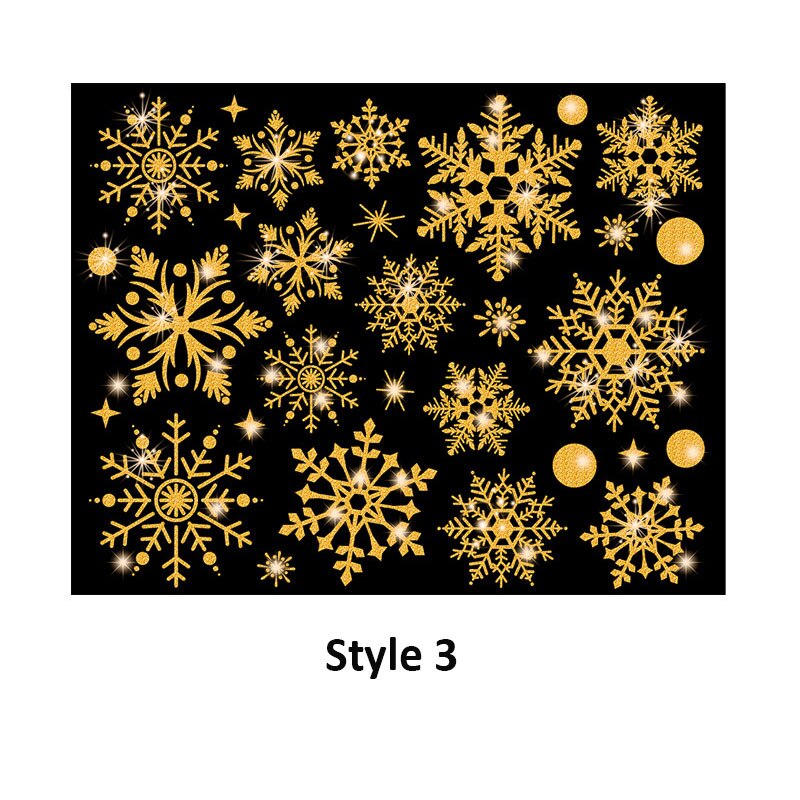 Merry Christmas Gold Garland Stickers Shining Tree Window Sticker Xmas Wall Decals Year Showcase PVC Wall Paper Home Decor: Style  3