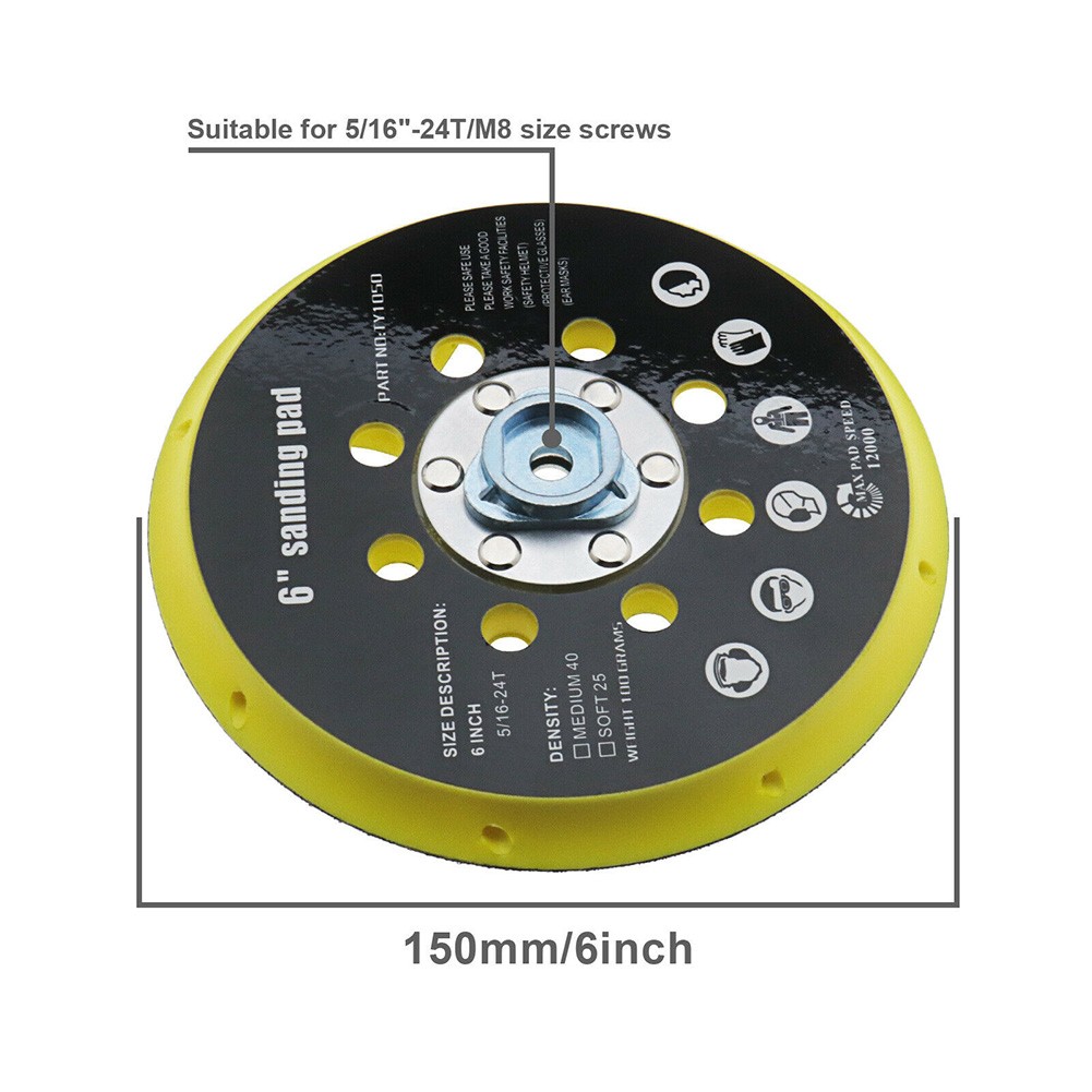 Almohadilla de respaldo para lijadora Makita BO6030 BO6040, 6 pulgadas, 150mm, 17 agujeros, para Festool RO1 ES150 ET2 ES / ETS 150, lijado