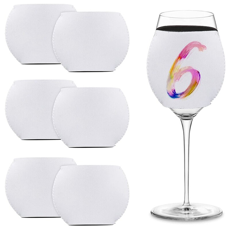 Sublimation Blanks Wine Glass Sleeve Neoprene Wine Glass Insulator Cover For Glass Sublimation Ornaments Supplies: 6 pcs