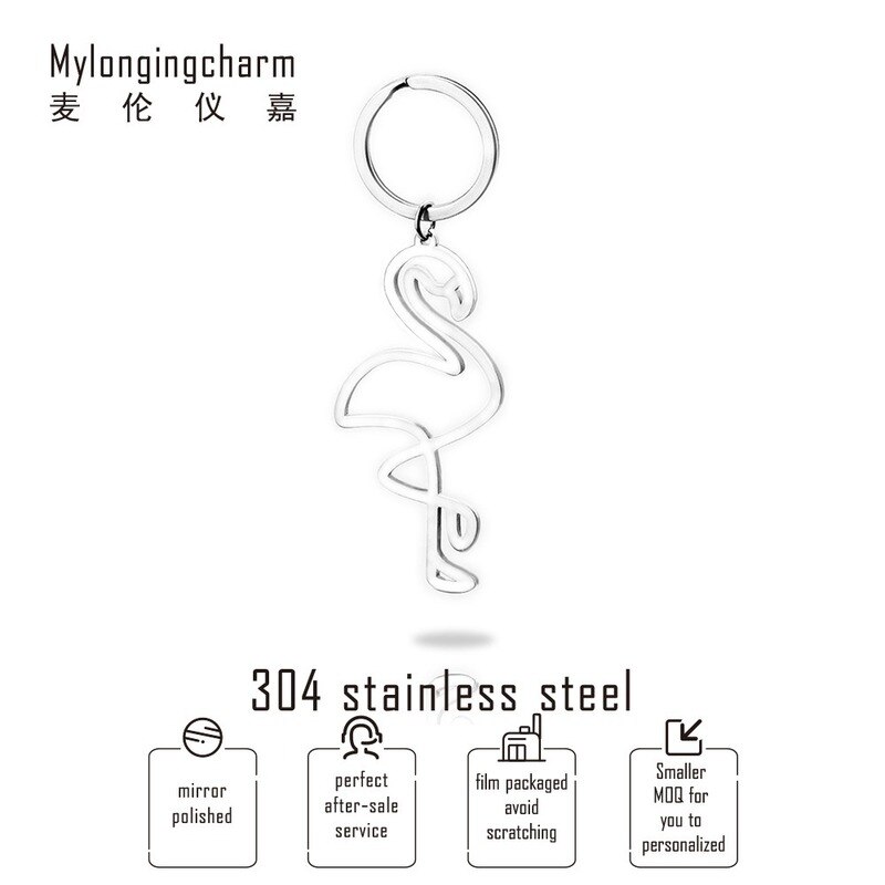 Animal Keychain Man Hollow Out Flamingos Key Chain Women Key Holder Couples Keyring Party Key Ring Pendant Zinc Alloy Porte Clef