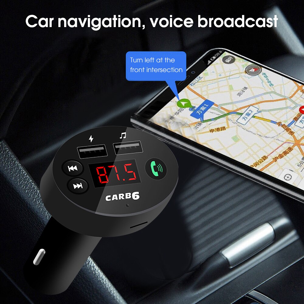 12V~24V Voice play FM Transmitter Car Bluetooth 5.0 Car MP3 Player Handsfree Car Kit TF U disk Dual USB Phone Charger Adapter