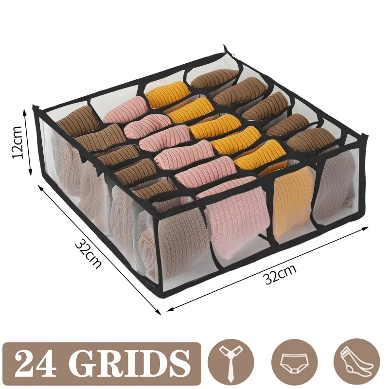 Wardrobe Clothing Divided Storage Underwear T-Shirt Sock Organizer Bra Socks Cabinet Drawer Organizer Jeans Closet Storage Box: Clear