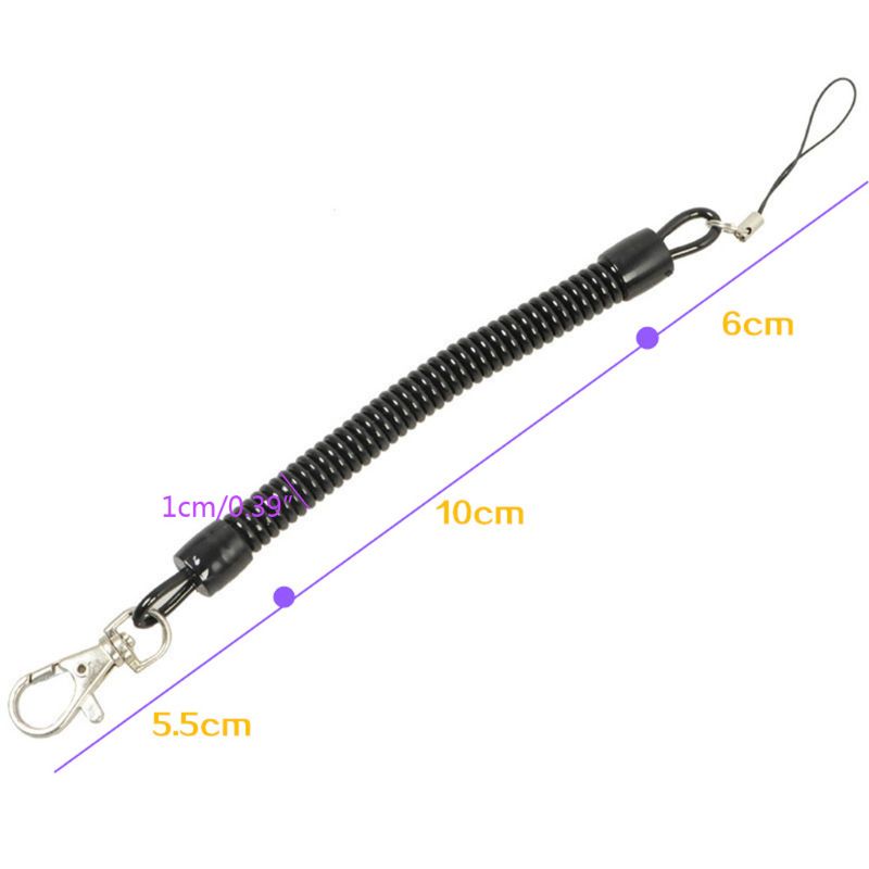 10Pcs Schwarz Spule Quellen Keychain Handy Snap Haken Halter Versenkbare Spule Schnur Schlüssel Kette Halter mit Karabiner