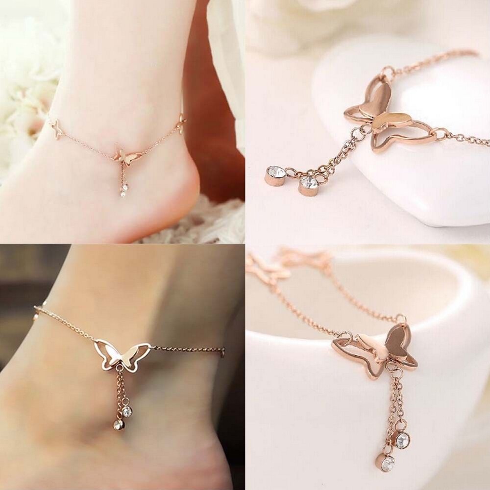 Butterfly Anklet Pendant Tassel Foot Chain Jewelry For Women Summer Yoga Beach Leg Bracelet Handmade Anklet Jewelry