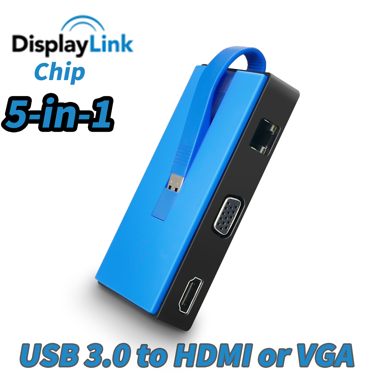 adapter wideo USB 3.0 z chipem Displaylink, USB 3.0 robić HDMI lub VGA, Gigabit USB 5-w-1, Centrum USB 3.0 robić HDMI dla okna i prochowiec