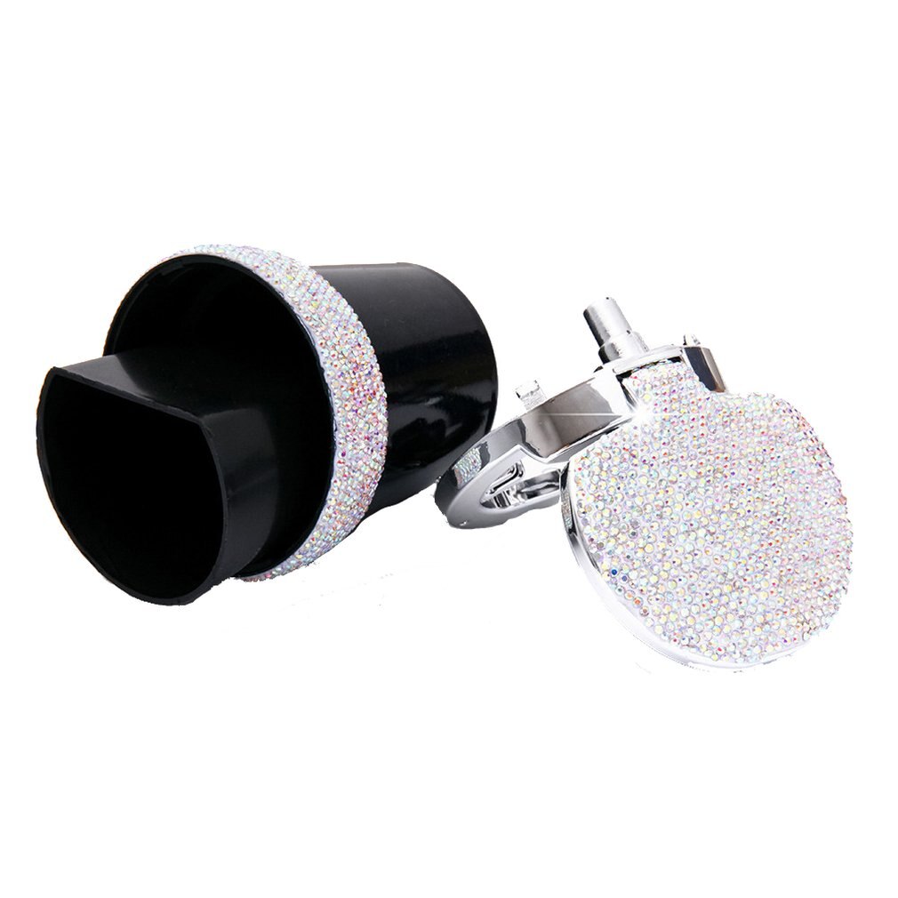 Bling Bling Steentjes Draagbare Auto Asbak Met Licht Kristal Diamant Led Auto Ash Tray Asbak Opslag Cup: Goud