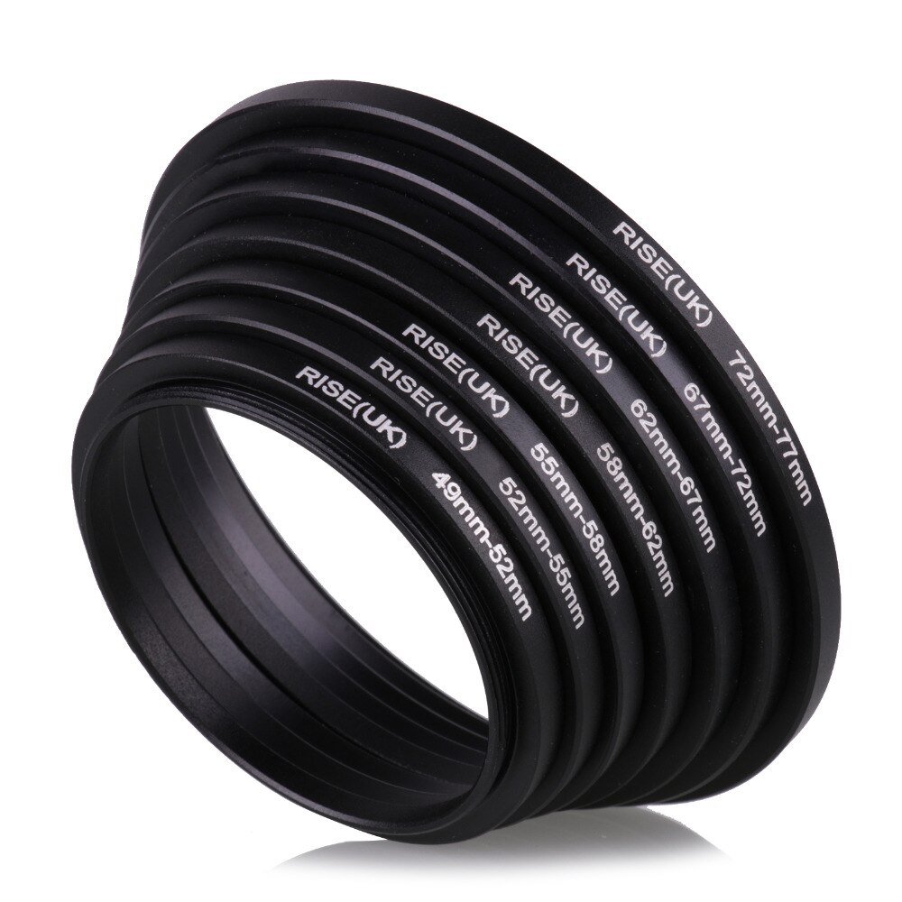 Ensemble d&#39;anneaux de filtre d&#39;adaptateur d&#39;objectif universel en aluminium, 7 pièces, 49-52-55-58-62-67-72-77mm 49mm-77mm