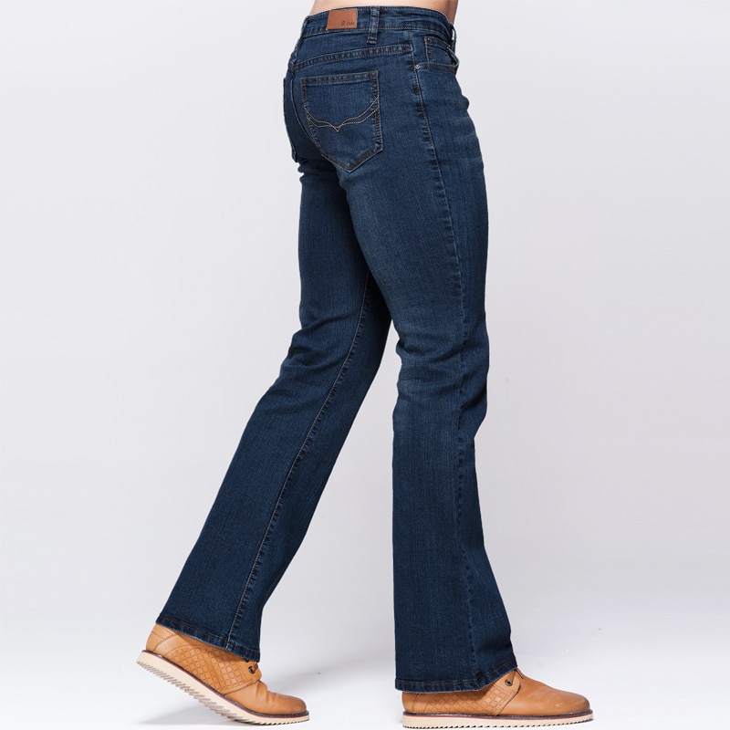 Grg heren slim boot cut jeans klassieke stretch denim licht uitlopende diepblauwe jeans stretchbroek