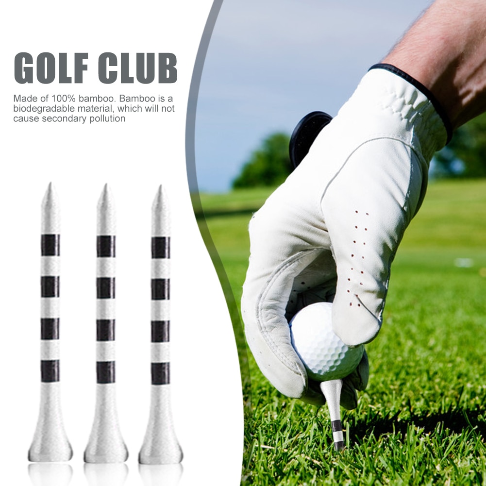 100Pcs Golf Tees Bamboe Golf Training Swing Praktijk Accessoires Golf Tees Gestreepte Bal Houder Kussen Tee Onbreekbaar Golf Tees