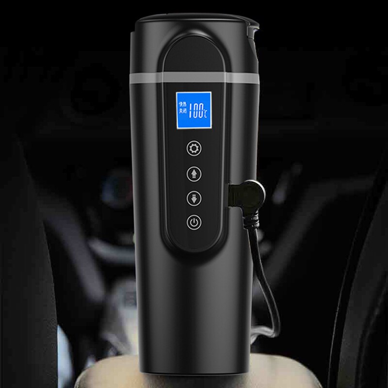 420Ml Rvs Auto Verwarming Cup 12V/24V Lcd Display Elektrische Water Cup Draagbare Waterkoker Koffie thee Melk Verwarmd