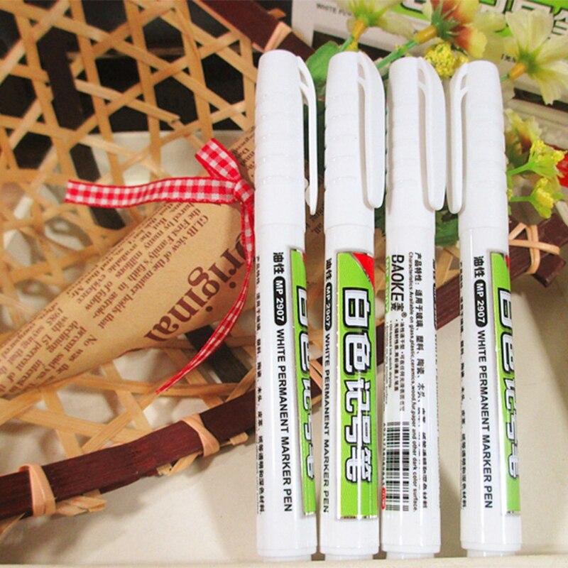 1Pc Waterproof Permanent White Ink Marker Paint Pen Stationery Art Writing Tools