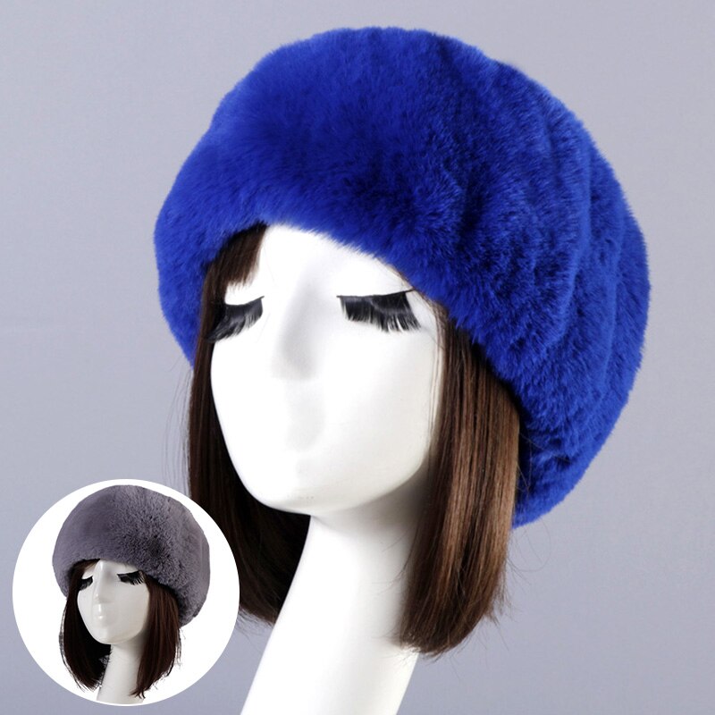 Winter Elastic Earmuffs Turban Thick Furry Hairband Fluffy Russian Faux Fur Women Fur Headband Hat Outdoor Earwarmer Ski Hats