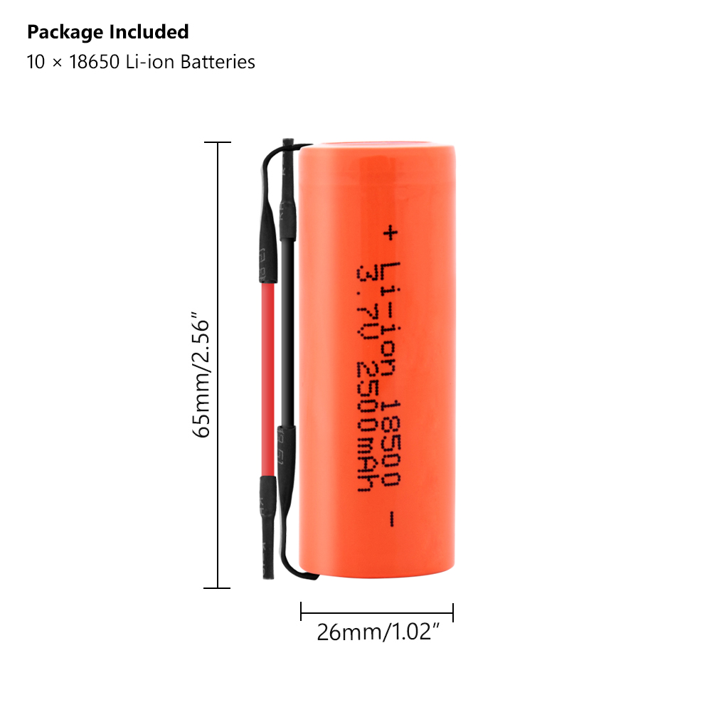 Rechargeable Li-Po Lithium high-discharge high current + DIY Linie 18500 Li-ion Battery 3.7V 2500mAh Batteries for flashlight