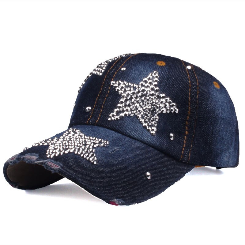 [yarbuu] mærke baseball kasketter rhinestone kasket med tre stjerner snapback casquette hat til kvinder dame ensfarvet: Farve 5