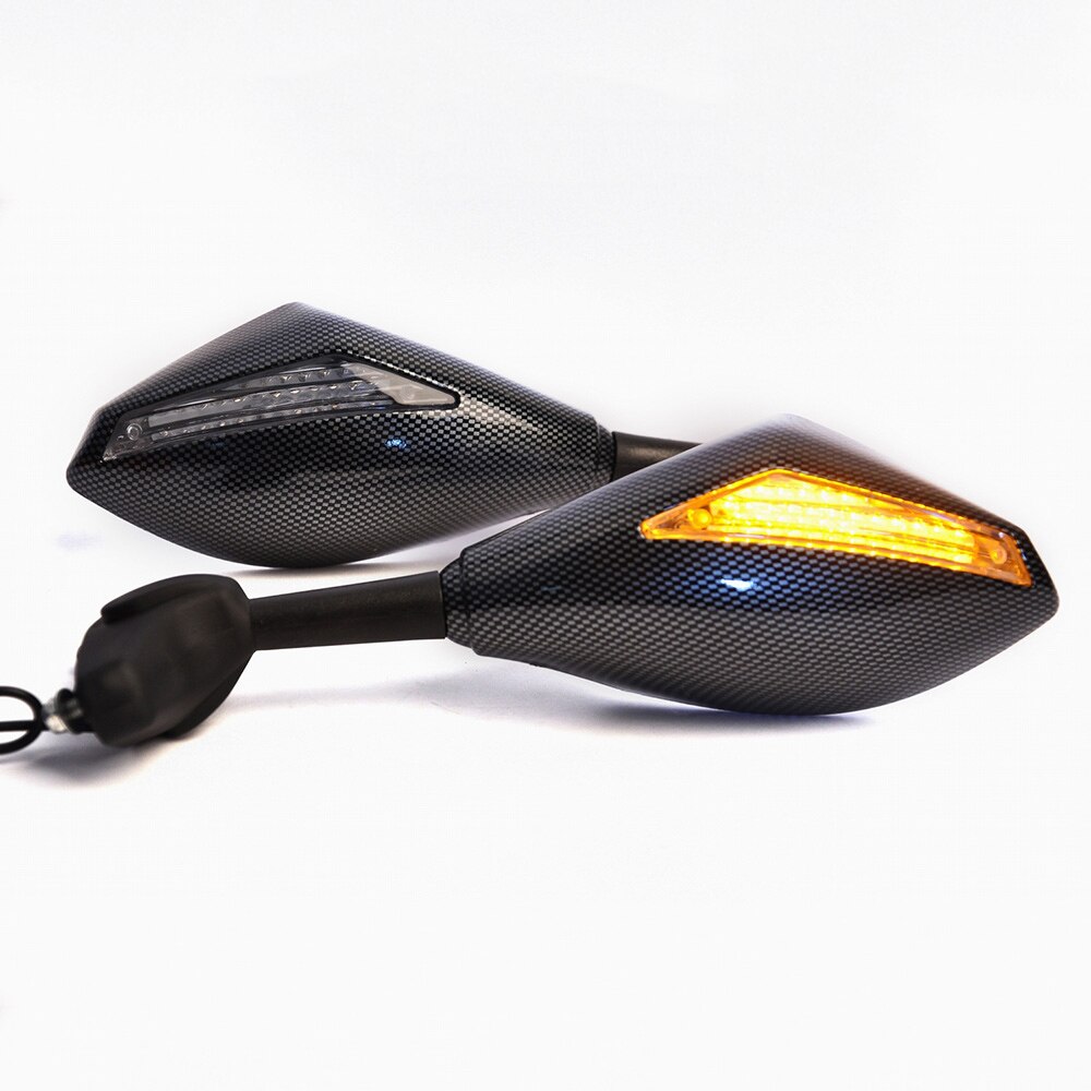 Carbon Fiber Motorcycle LED Integrated Blinker Turn Signal Mirrors For Hyosung GT125R GT250R GT650R