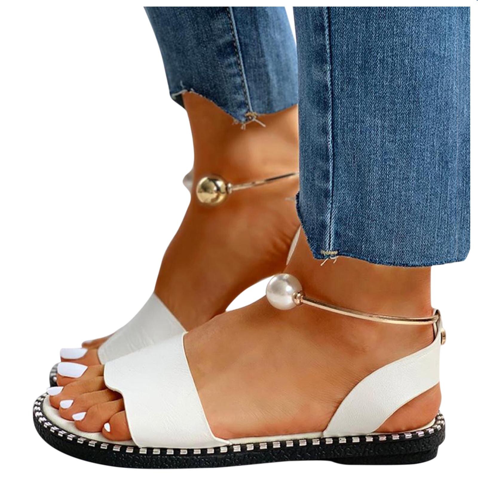Sandalias planas de de lujo para mujer, chanclas blancas o negras para verano, n. ° BL3,
