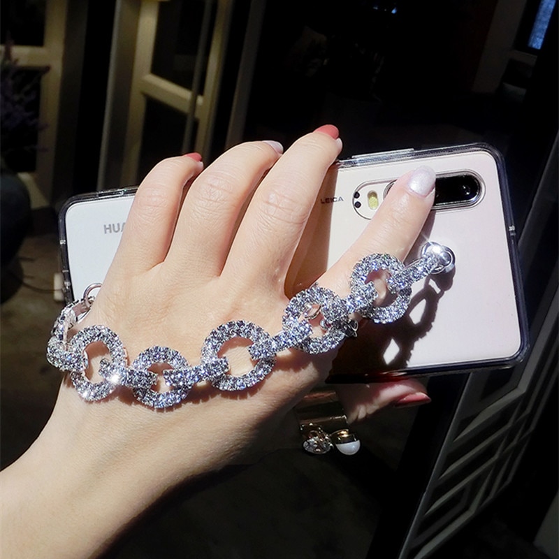 Lady Bling Rhinestone Diamond Bracelet Chain Crystal Case For XiaoMi Mi 11 Lite 11Ultra 10S 10T Pro Redmi Note 11 10 Pro K50 K40