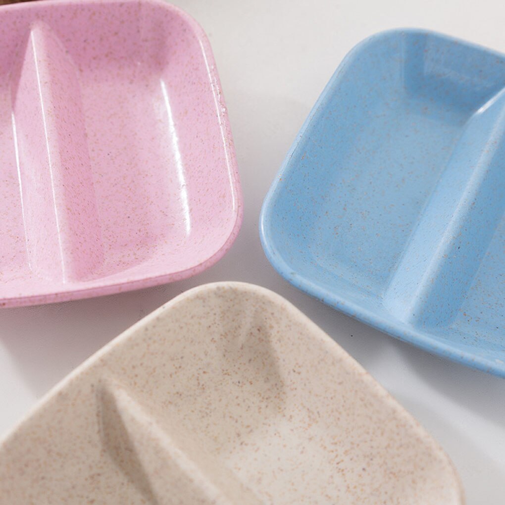 Wheat Straw Square Divided Seasoning Dishes Table Sauce Container Kitchen Cutlery Snack Plate for sushi Dumpling