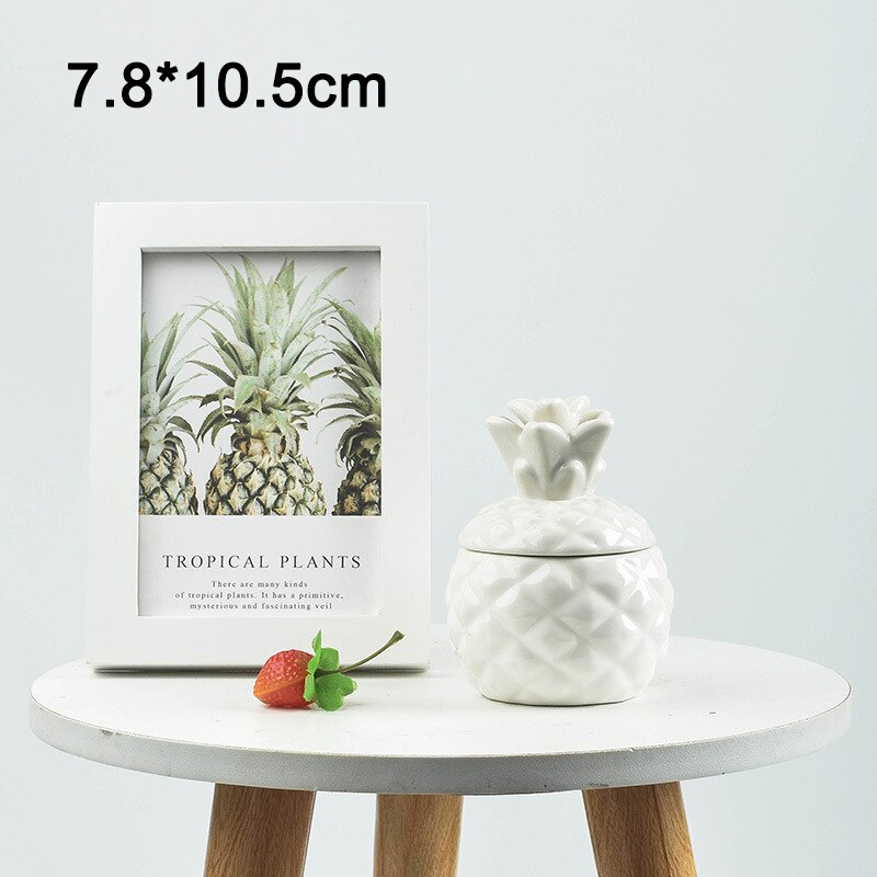 Nordic Ananas Lagerung Tank Aromatherapie Kerze Lagerung Container Keramik Glas Schmuckstück Boxen Candy Jar Home Dekoration Handwerk: A-White