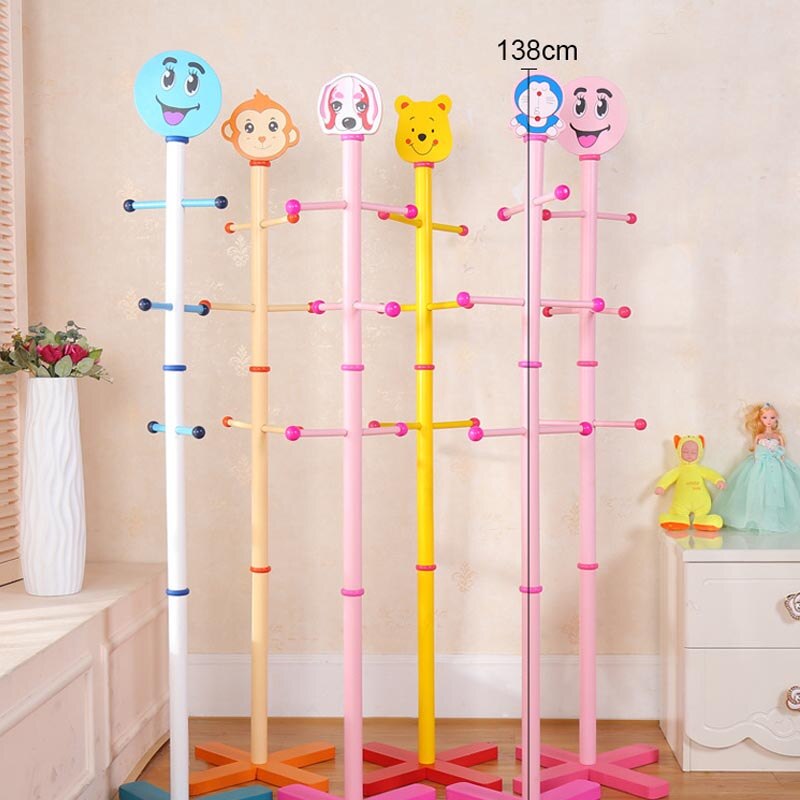138cm 6 ganchos crianças cremalheiras de pano do revestimento, assoalho de pé mobília do salão, roupa de madeira simples shlef, suportes da sala de estar do quarto