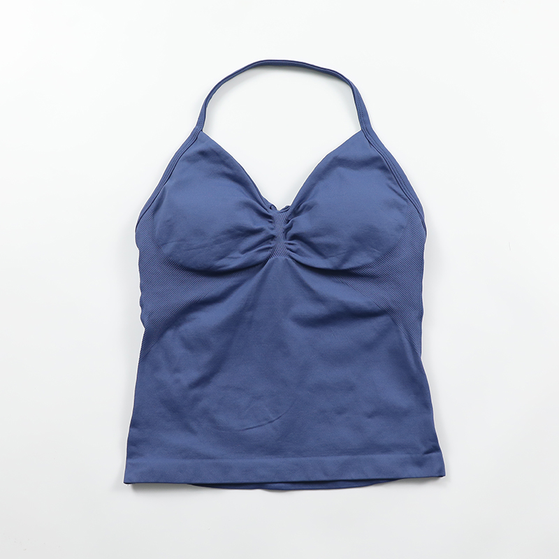 Impact Longline Strappy Top Women Seamless Yoga Tank Tops Scrunch Backless Gym Clothes Padded Workout Athletic Sleeveless Shirts