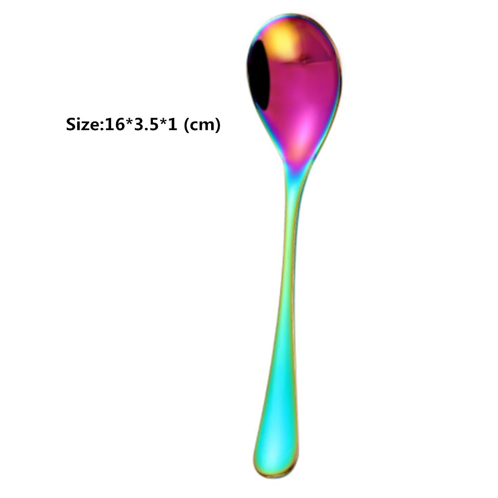 Stainless Steel Spoons Ceramic Handle Tea Coffee Scoop Vintage Gold Plating Dessert Spoon High Grade Cake Scoop Tool: multicolor